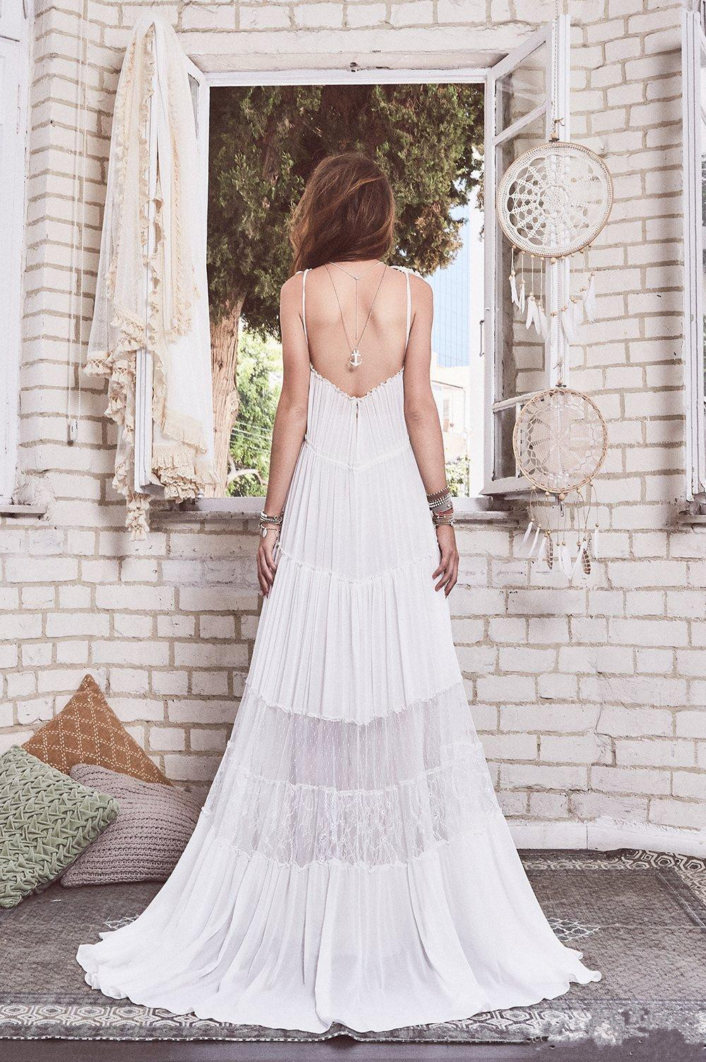 Inbal Raviv Summer Boho 2019 Beach Wedding Dresses Bohemian Lace A Line Cheap Chiffon Wedding Dress Bridal Gowns Vestidos De Novia