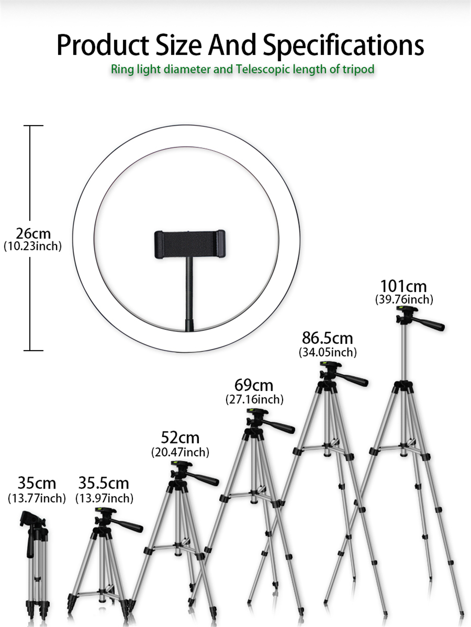 Youtube Makeup Video Live Shooting LED Ring Light Ring lamp 6 7 10 inch with phone holder Tripod Stand Selfie Ringlight Circle Tik