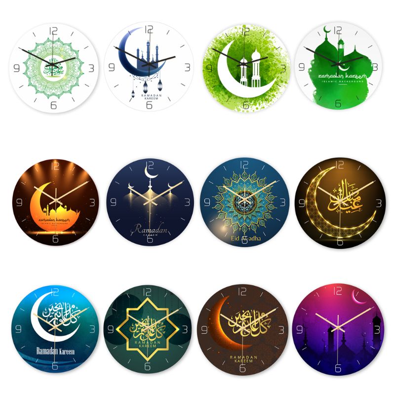 Muslim Pattern Happy Eid Wall Clock Round 3D Acrylic Silent Non-ticking Clock Wall Art Decor Retro Watch Decoration
Muslim Pattern Happy Eid Wall Clock Round 3D Acrylic Silent Non-ticking Clock Wall Art Decor Retro Watch Decoration