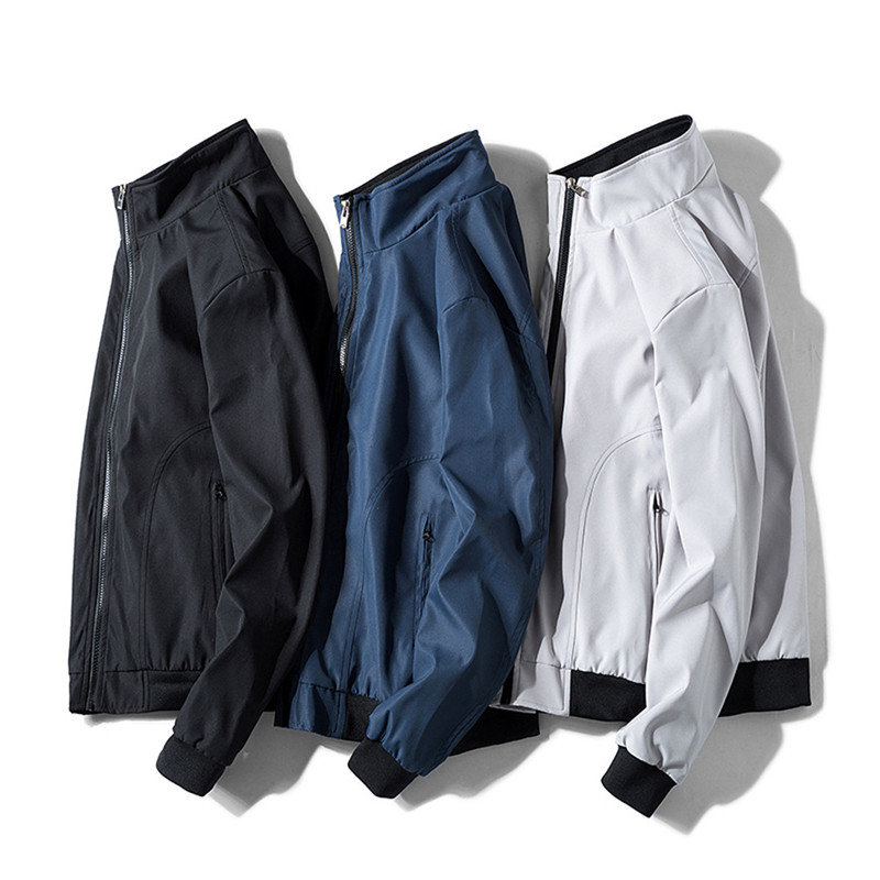 Men's Solid Jacket Autumn Casual Fashion Pure Color Patchwork Jacket Zipper Outwear Coat For Mans Windbreaker Streetwear