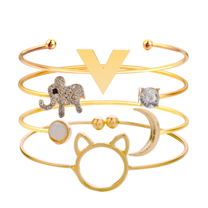 Fashion Womens Gift Handmade Gold Bangle Set Elegant Rhinestone Heart Anchor Bracelets
Fashion Womens Gift Handmade Gold Bangle Set Elegant Rhinestone Heart Anchor Bracelets