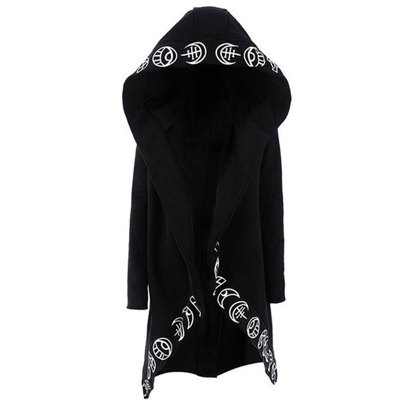 Men Gothic Hoodies Plus Size S-6XL Casual Cool Black Sweatshirts Loose Cotton Hooded Couples Print Punk Hoodies