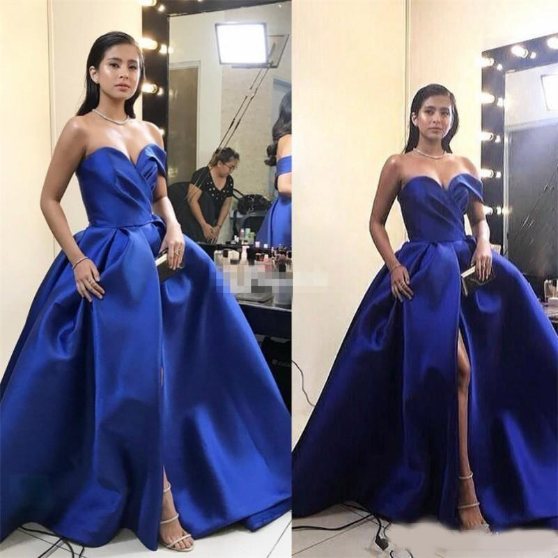 Royal Blue Charming Evening Dresses Sweetheart Front Split Formal Prom Gowns Floor Length Satin Special Occasion Wear, Champagne
Royal Blue Charming Evening Dresses Sweetheart Front Split Formal Prom Gowns Floor Length Satin Special Occasion Wear, Champagne