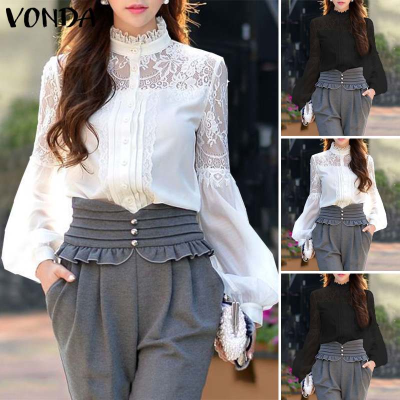 VONDA 2020 Summer Blouses Casual Solid Color Long Sleeve Lace Shirts Plus Size Bohemian Blusas Femme Women' Tunics 5XL Tops, Black
VONDA 2020 Summer Blouses Casual Solid Color Long Sleeve Lace Shirts Plus Size Bohemian Blusas Femme Women' Tunics 5XL Tops, Black