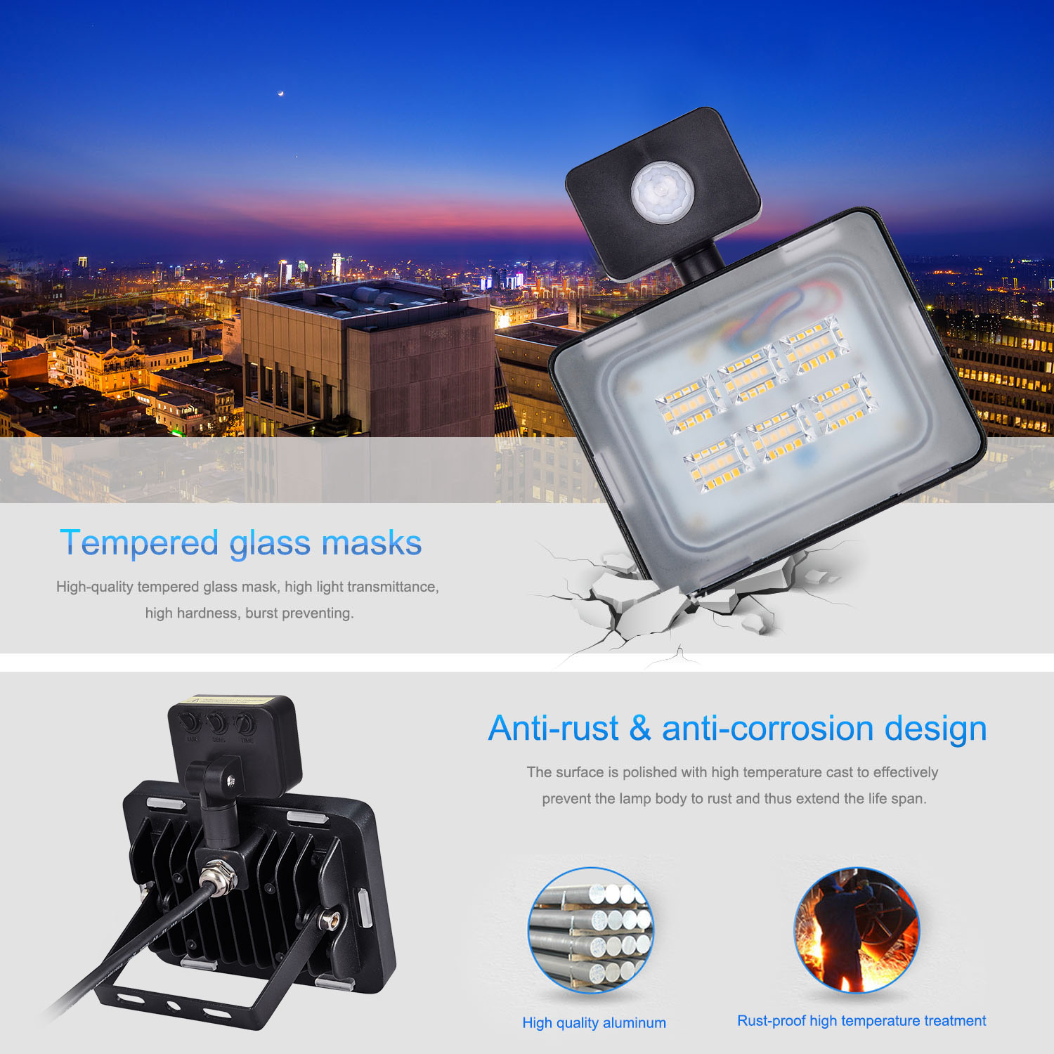 20W LED Light d'inondation AC110-120V SMD de projecteur de projecteur extérieur IP65 imperméable à LED lampe de rue Lumineux Éclairage chaud blan