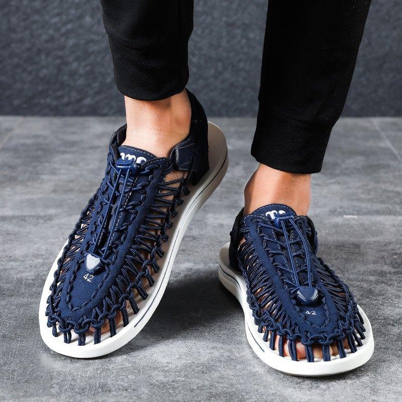 Hot Sale-Mens hand made sandal man casual breathing shoes braid shoes for man zy221