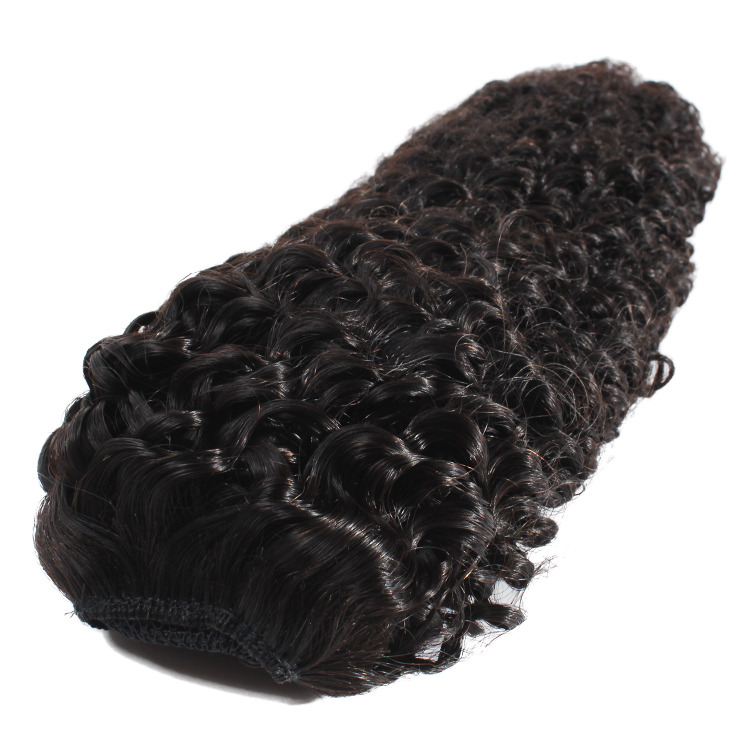 140g Human Hair Ponytail Brazilian Virgin Hair Clip On Afro Kinky Curly Hairpieces Drawstring Ponytail Extension For Black Women jet black