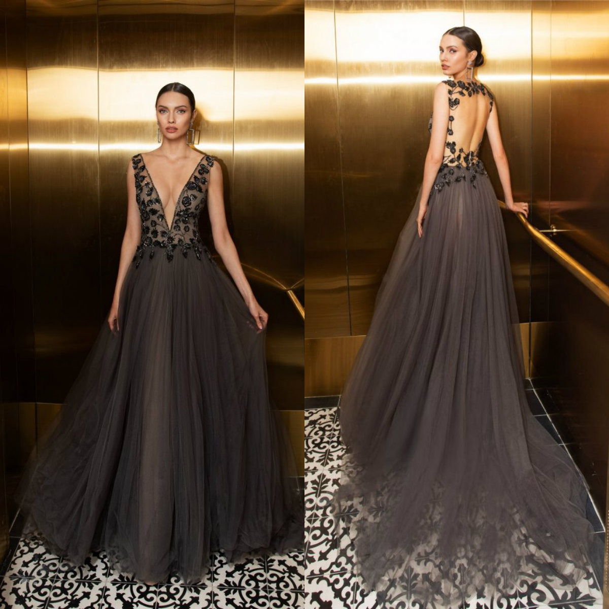 2020 Julie Vino Prom Dresses Deep V Neck Illusion Hollow Back Lace Appliqued Sexy Evening Dress A Line robes de soirée Formal Gowns, Same as picture
2020 Julie Vino Prom Dresses Deep V Neck Illusion Hollow Back Lace Appliqued Sexy Evening Dress A Line robes de soirée Formal Gowns, Same as picture