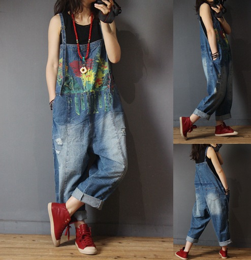 Spring and Autumn Harajuku denim trousers jumpsuit loose casual wild large size was thin suspenders women, Blue
Spring and Autumn Harajuku denim trousers jumpsuit loose casual wild large size was thin suspenders women, Blue