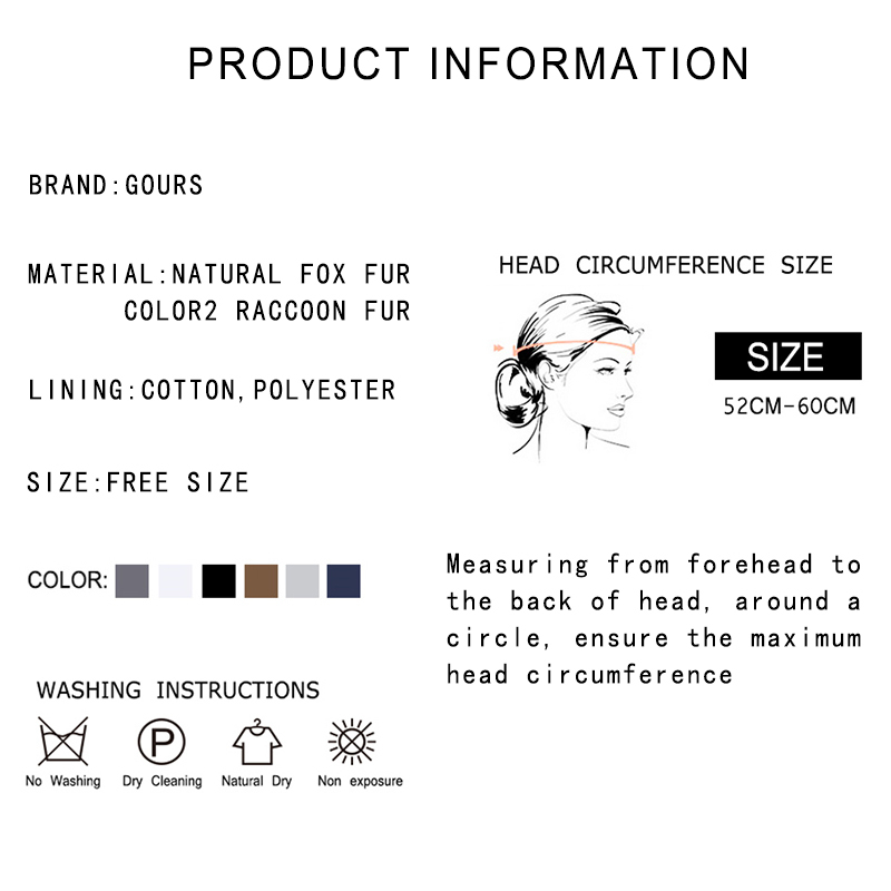 Gours Fur Hat for Women Natural Raccoon Fox Fur Russian Ushanka Hats Winter Thick Warm Ears Fashion Bomber Cap Black New Arrival LY191228