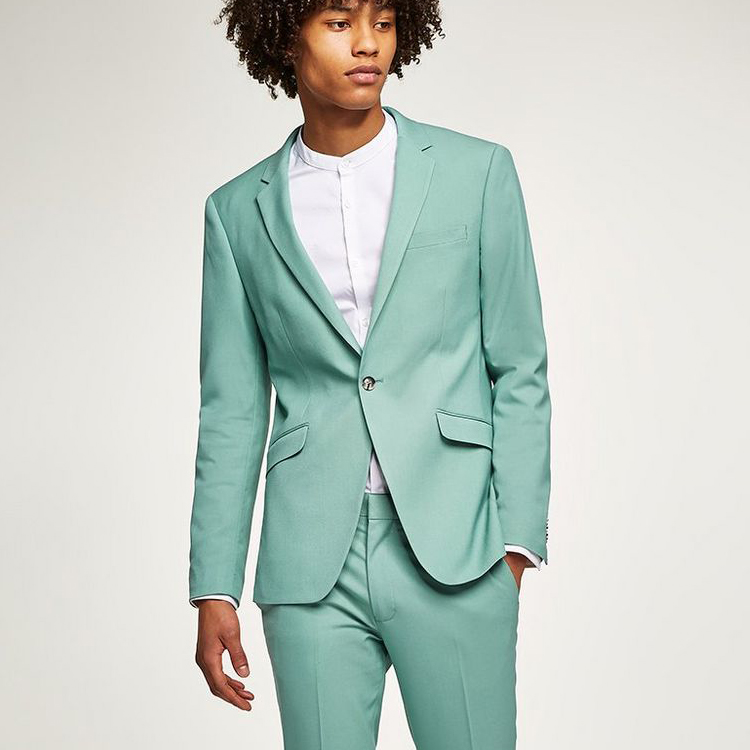 New Mint Green Groom Pants Suits 2 Pieces Notched Lapel Groom Wear Slim Fit Best Men Formal Wedding Tuxedos