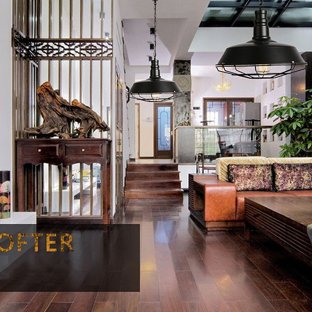 Loft American industrial style lamps living dining room cafe bar porch single head retro iron pot ceiling chandelier