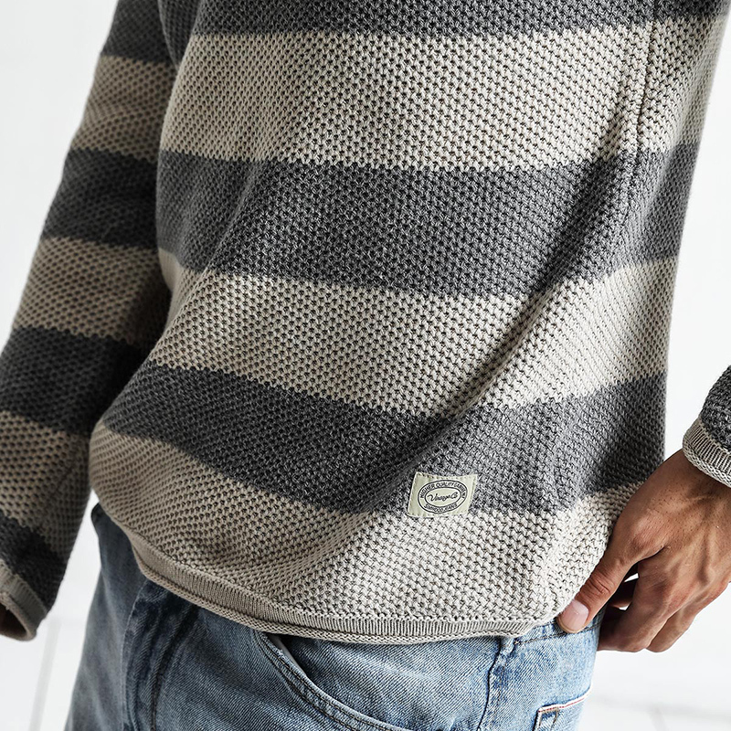 SIMWOOD 2018 autumn New Striped Sweater Men Contrast Color Slim Fit 100% Cotton O-neck Plus Size Knitted Pullovers MT017015 S917