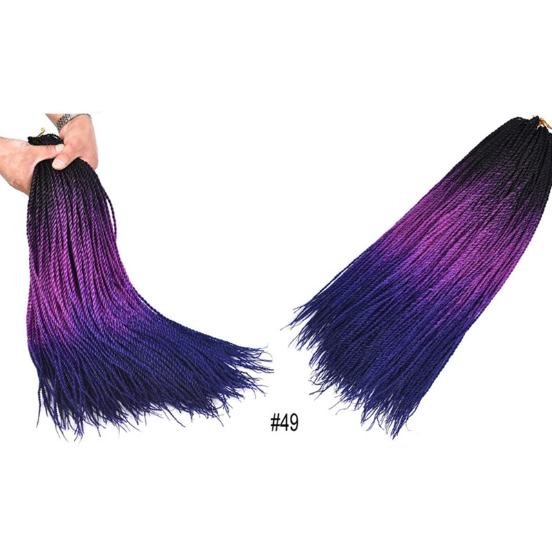 Senegalese Twist Ombre Synthetic Braiding Hair 24Inch 30Roots Three Color Crochet Braids Twist Synthetic Hair Extensions