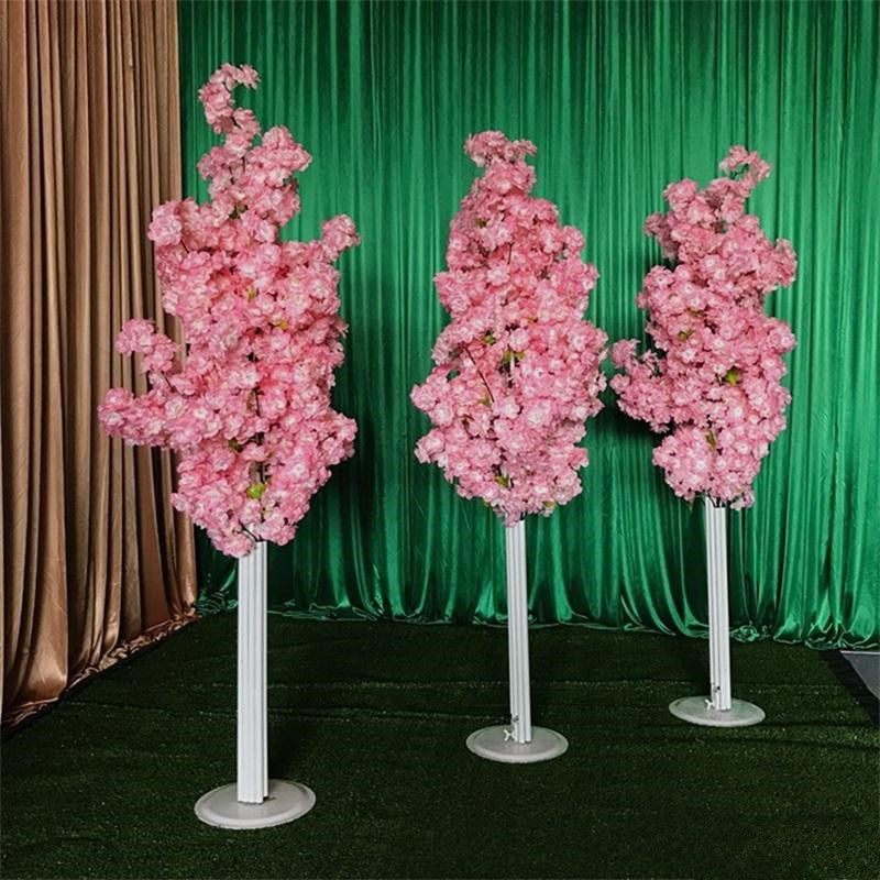 

Imitation Cherry Tree Colorful Artificial Cherry Blossom Tree Roman Column Road Leads Wedding Mall Opened Props Iron Art Flower Doors EEA304, As show