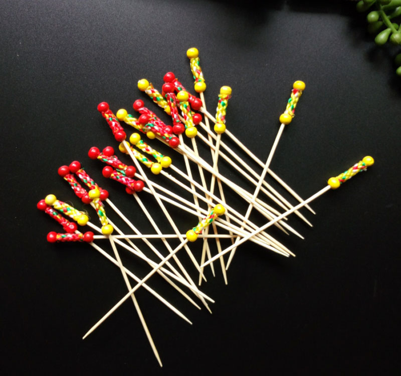 Beads Bamboo Cocktail Picks Food Sticks Disposable Toothpicks Party Buffet Fruit Sticks Wholesale Fast Shipping QW9698