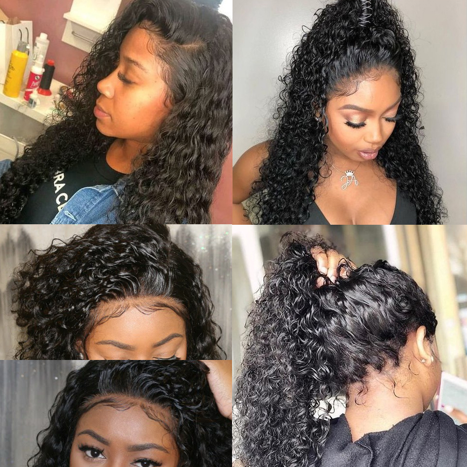 360 Lace Frontal Wig 150% Density Pre-Plucked Hairline 360 Lace Front Brazilian Remy Human Hair Wig Curly Hair Wig for Black Women