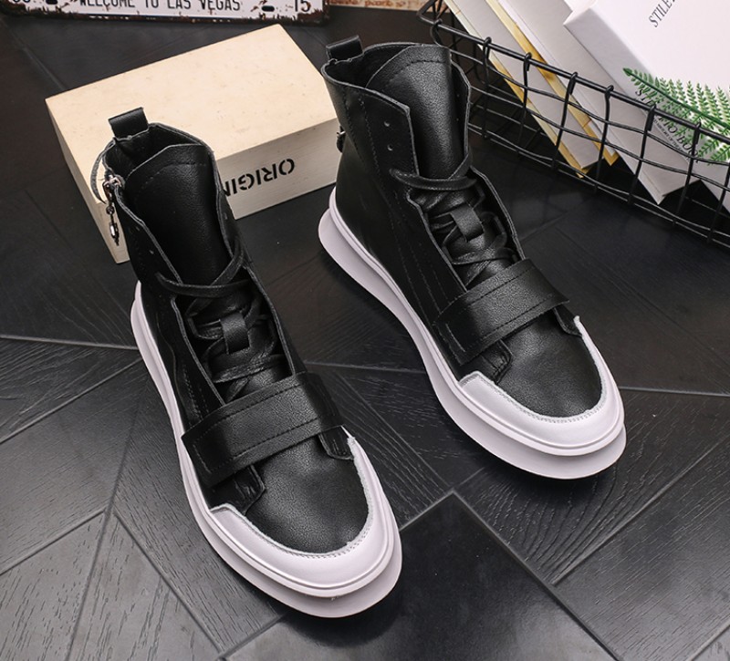 Hot Sale-Men's high-top shoes small white shoes Korean youth joker board shoe white casual shoes midthigh ankle boots, booties V52
