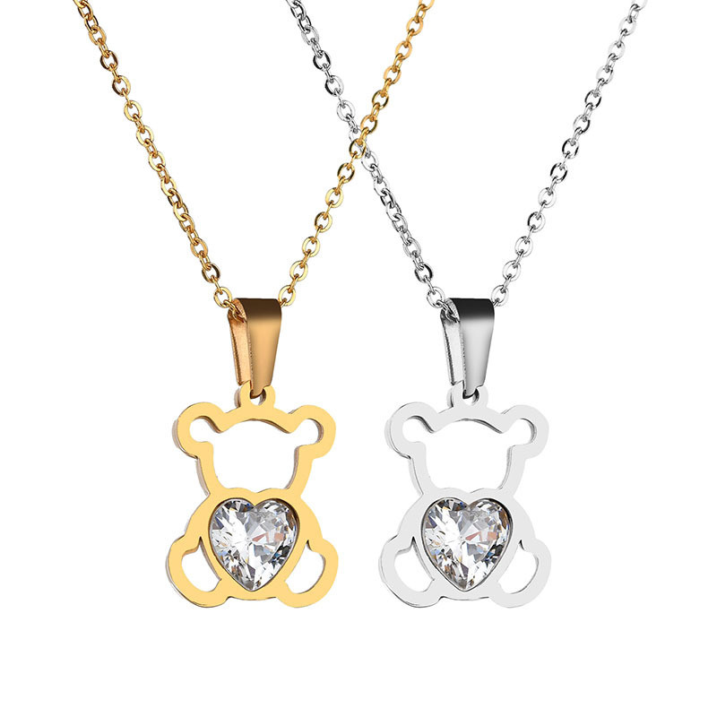 Charm Hollow Cubic Zircon Bear Chain Necklaces for Lady Luxury Designer Jewelry Women Necklace Gold Color Animal Pendant Festival Gift, Silver
Charm Hollow Cubic Zircon Bear Chain Necklaces for Lady Luxury Designer Jewelry Women Necklace Gold Color Animal Pendant Festival Gift, Silver