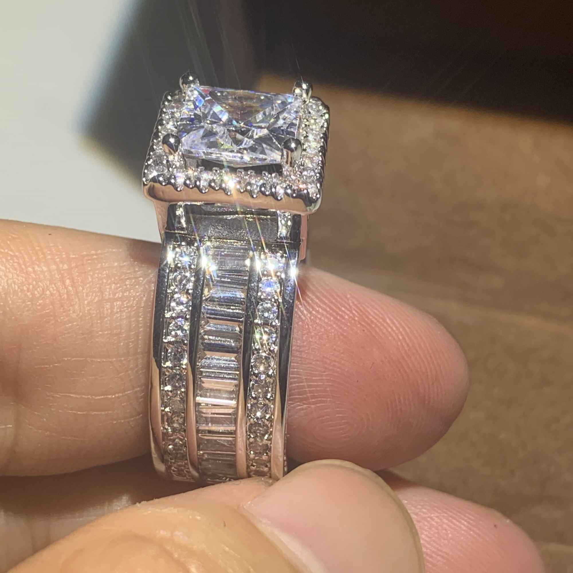 Victoria Wieck Jewelry Sterg Sier Princess Cut White Topaz Party New Women Wedding Engagement Band Ring For Lovers' Gift