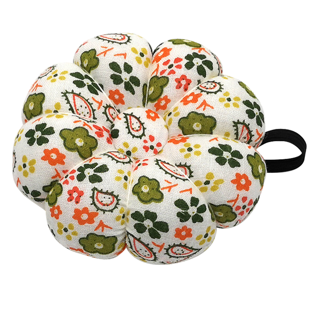 Wholesale-Fabric Pumpkin Shape Cute Sweet Holder Pin Cushions Wearable Needle Pincushion For Sewing Quilting Pin Holder Polka Orchid Bloom