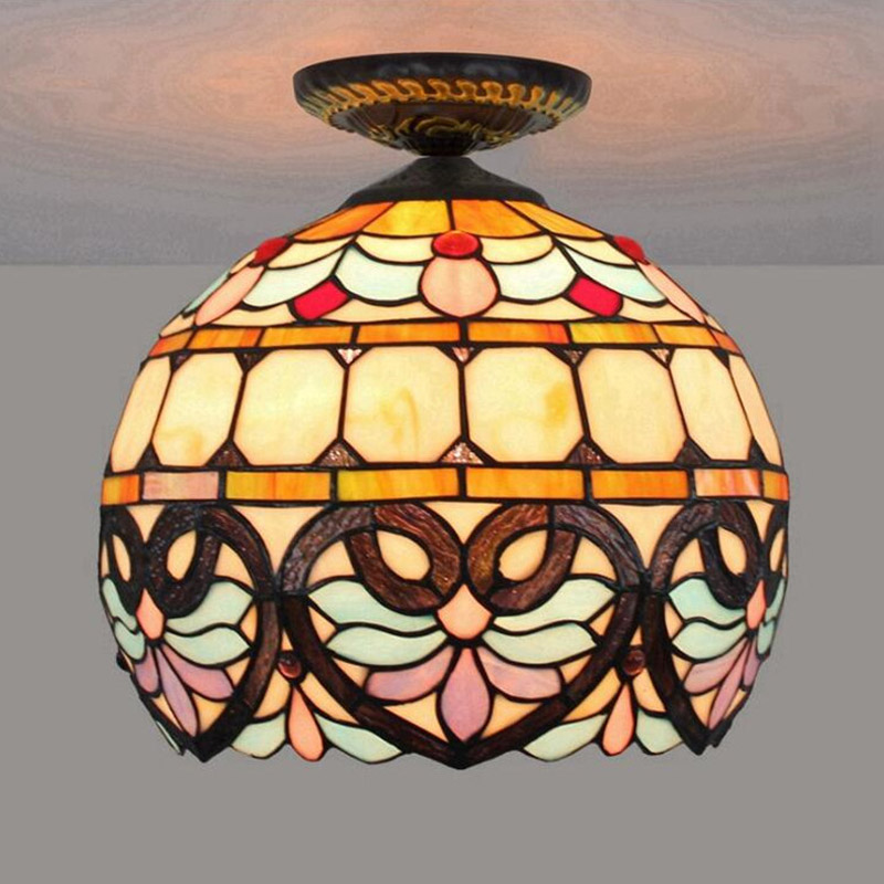 30CM European Love Baroque Celling Lights Tiffany Stained Glass Dining Room Bedroom Aisle Corridor Bathroom Ceiling Lamp TF050