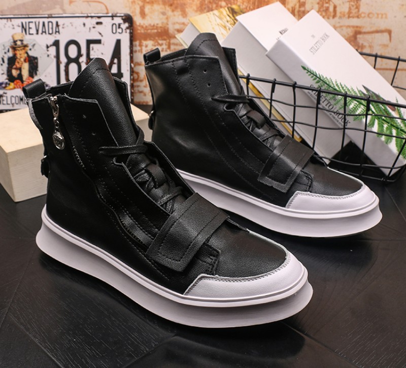 Hot Sale-Men's high-top shoes small white shoes Korean youth joker board shoe white casual shoes midthigh ankle boots, booties V52