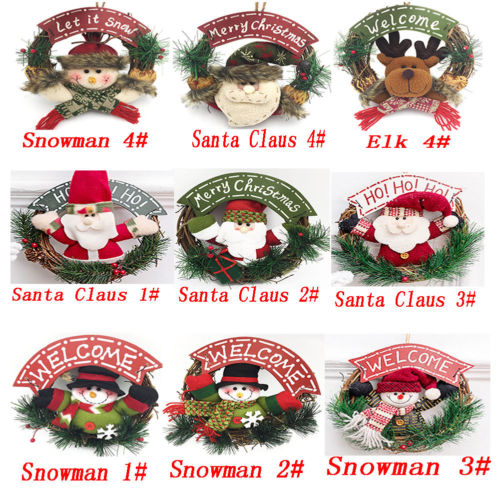 Merry Christmas Wreath Decor Xmas Party Home Door Wall Garland Flower Christmas Home Decor Ornaments 23CM for New Year
