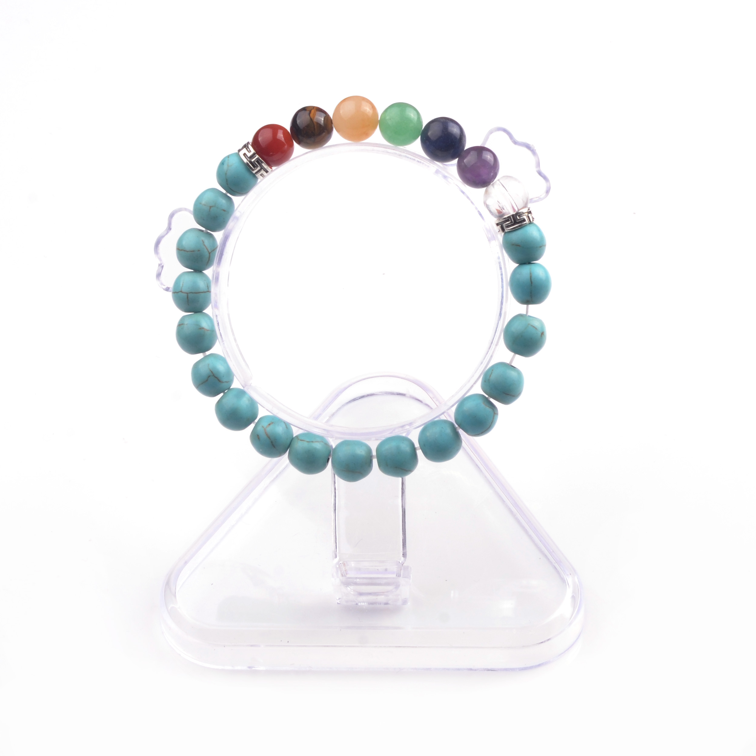 Seven Chakra Bead Bracelets - 8mm Natural Lava Stone Bead Bracelet, Men's Stress Relief Yoga Beads Aromatherapy Essential Oil Disperser Brac