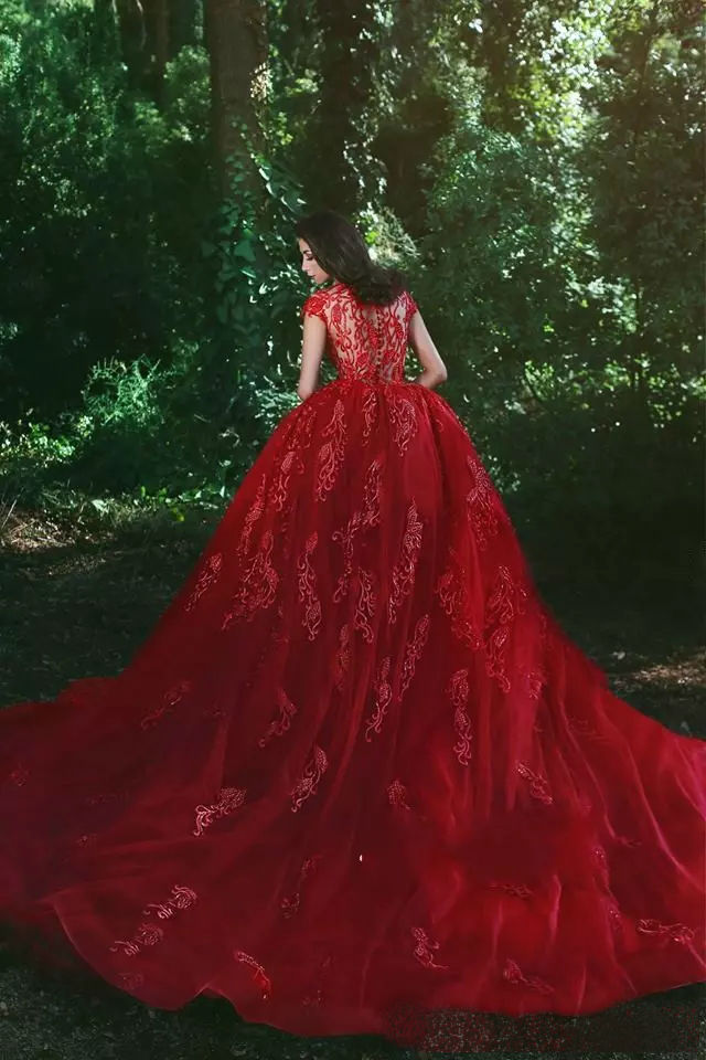 Luxury Red Mermaid Prom Dresses With Detachable Train 2019 Evening Gowns Lace Applique Beaded Vestidos De Fiesta Special Occasion Dress