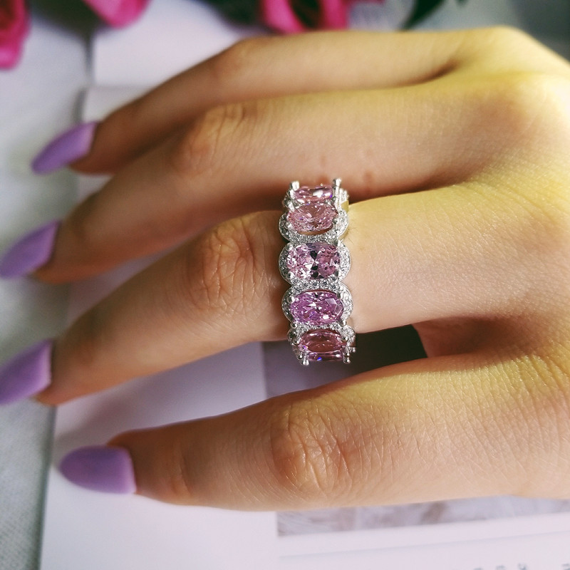 Handmade Luxury Jewelry 925 Sterling Silver Multi Shape White Topaz CZ Diamond Gemstones Party Eternity Women Wedding Engagement Band Ring