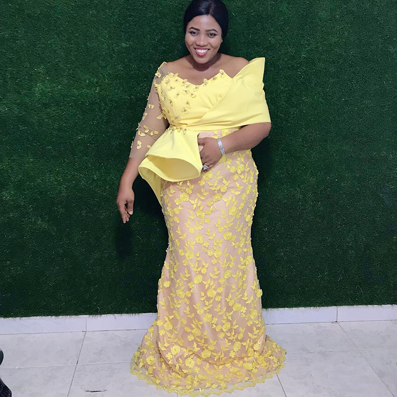 Arabic Yellow Mermaid Evening Dresses Lace Beaded Long Sleeves Prom Dresses Vintage Formal Party Bridesmaid Pageant Gowns