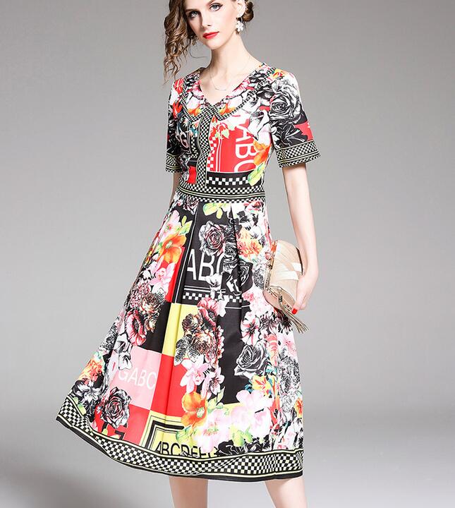 lapel neck Flora printed women casual dress women dresses street style dresses summer A-line knee-length short sleeve, Multi
lapel neck Flora printed women casual dress women dresses street style dresses summer A-line knee-length short sleeve, Multi