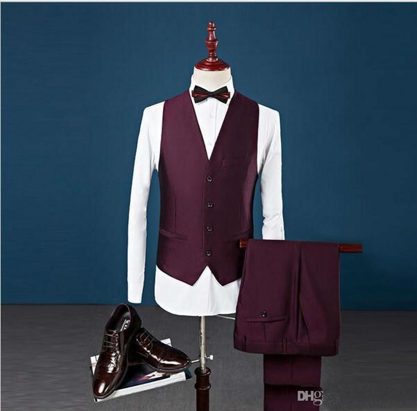 Three Pieces Handsome Wedding Suits 2019 Custom Made Shawl Lapel Slim Fit Groom Tuxedos Groomsmen Businessmen Suit