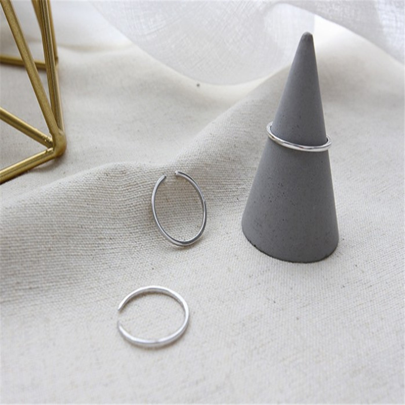 New Simple Authentic 925 Sterling Silver Open Size Rings For Women Smooth Plain Adjustable Ring Fine Jewelry