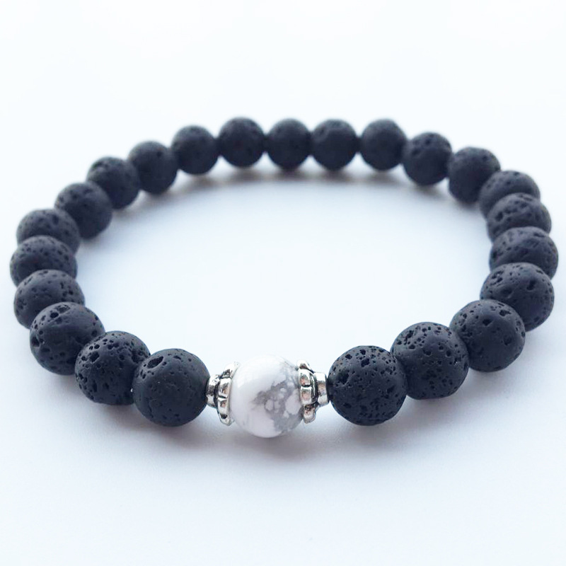 Wholesale-Stone Bracelets 2018 Hot New Lava Volcanic Stone White Turquoise Bracelet Wholesale Handmade Beads Bracelets for Men Women Jewelry