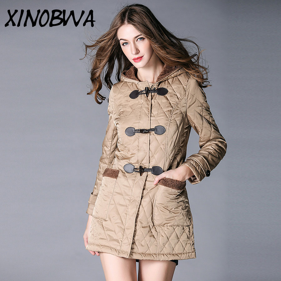New Women Winter High Street Fashion Thick Warm Lamb' Fur Liner Horn Button Long Jackets Parkas With Hooded Female Casual Coats, Black
New Women Winter High Street Fashion Thick Warm Lamb' Fur Liner Horn Button Long Jackets Parkas With Hooded Female Casual Coats, Black