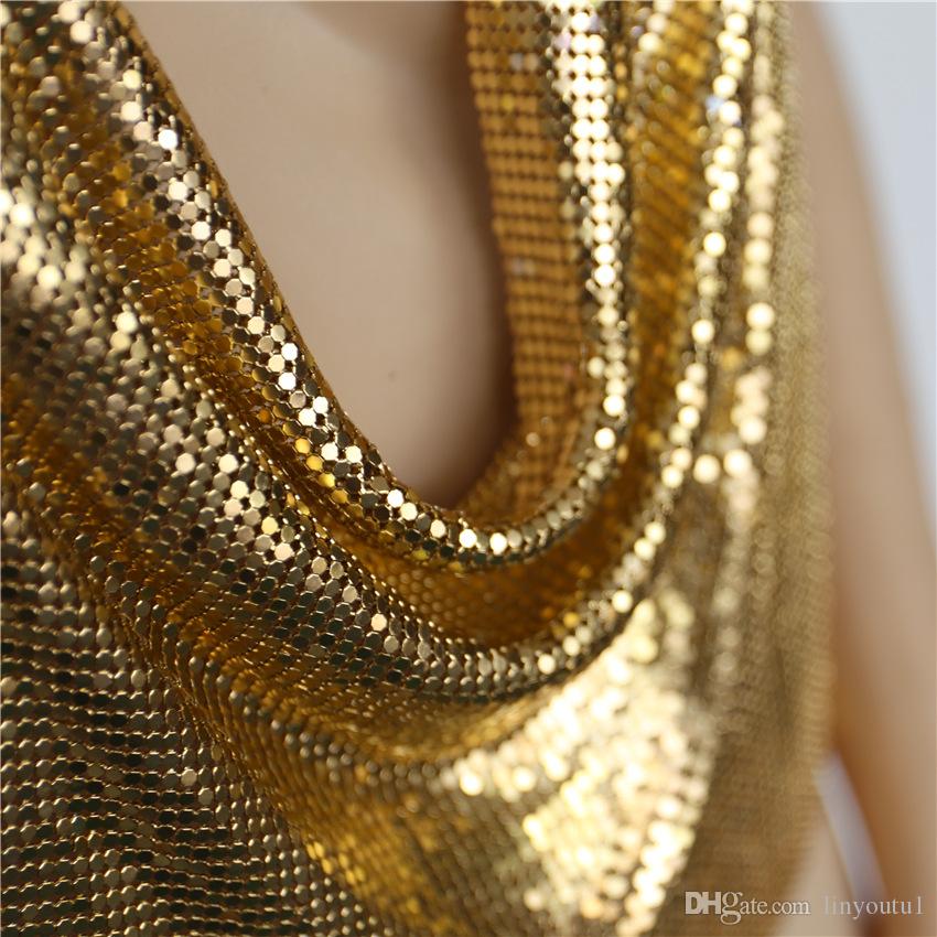 2020 Sexy Backless Sequins Women Crop Tops Halter Tank Camis Summer Cropped Bra Crop Top Strap Ladies Party Vest Blusa