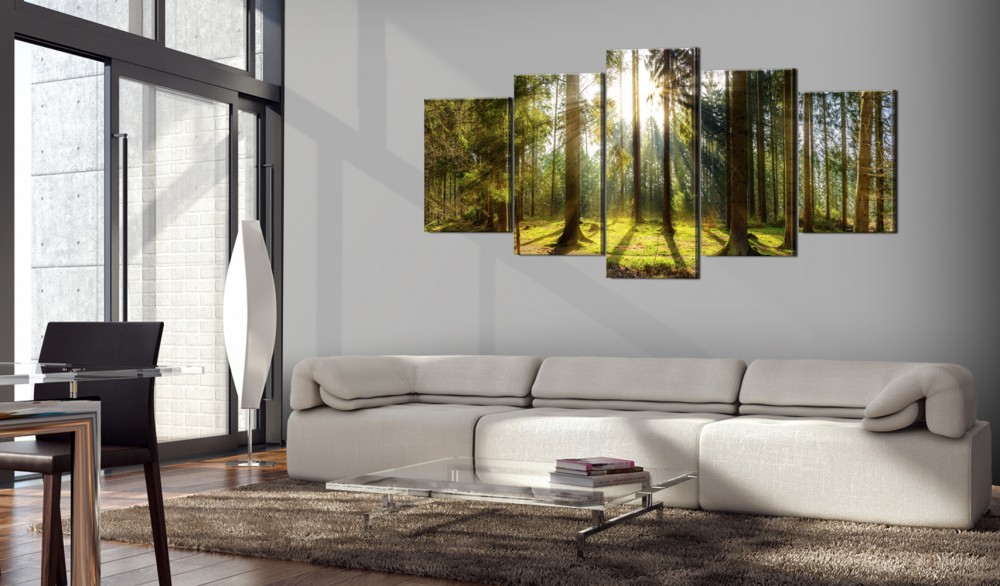 5 Panels Beautiful Spring Tree and Forest Modern Creative Nature Landscape Photography Picture Wall Art Picture Modern Home Decor Living Roo