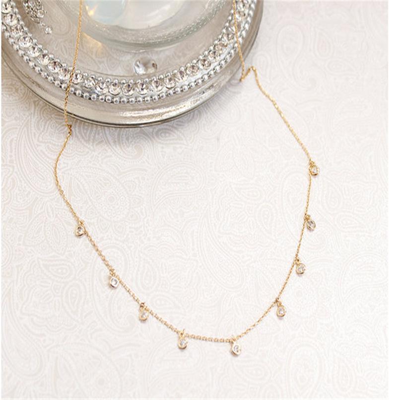 New Rhinestone Jewelry Circle Short Necklace Fashion Trendy Handmade Link Chain Choker Necklace Gift For Women Girls Gold Silver Color