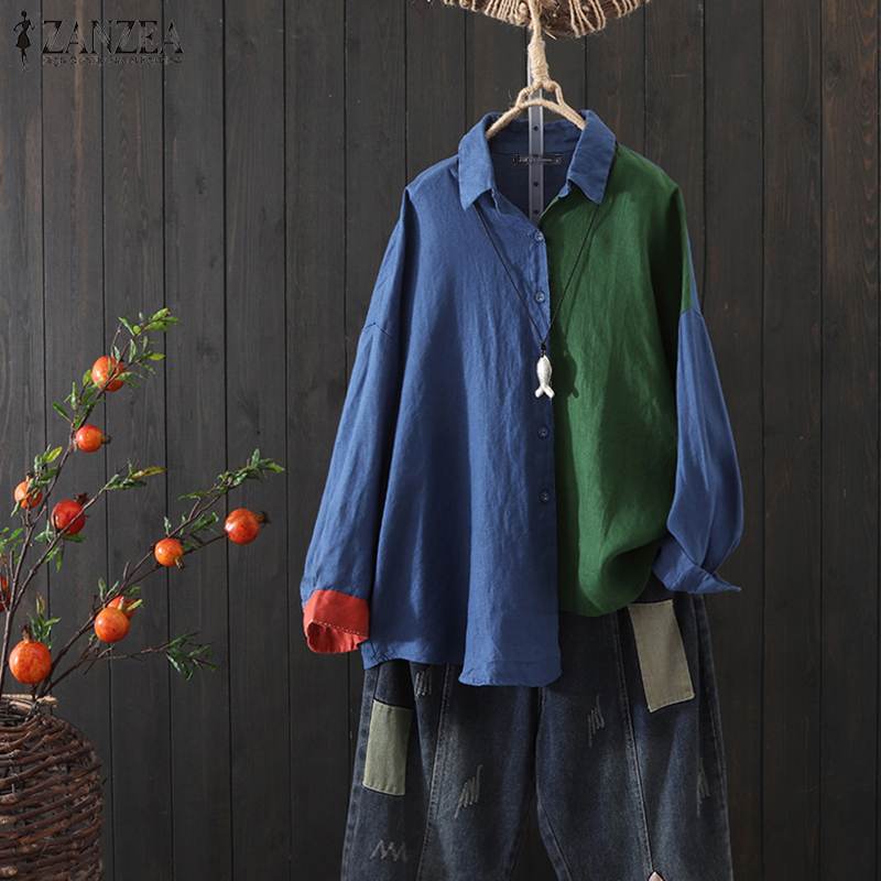 ZANZEA Women Vintage Lapel Neck Blouse Casual Long Sleeve Tops Autumn Blusas Femininas Buttons Down Shirts Pacthwork Tunic Top, Blue
ZANZEA Women Vintage Lapel Neck Blouse Casual Long Sleeve Tops Autumn Blusas Femininas Buttons Down Shirts Pacthwork Tunic Top, Blue