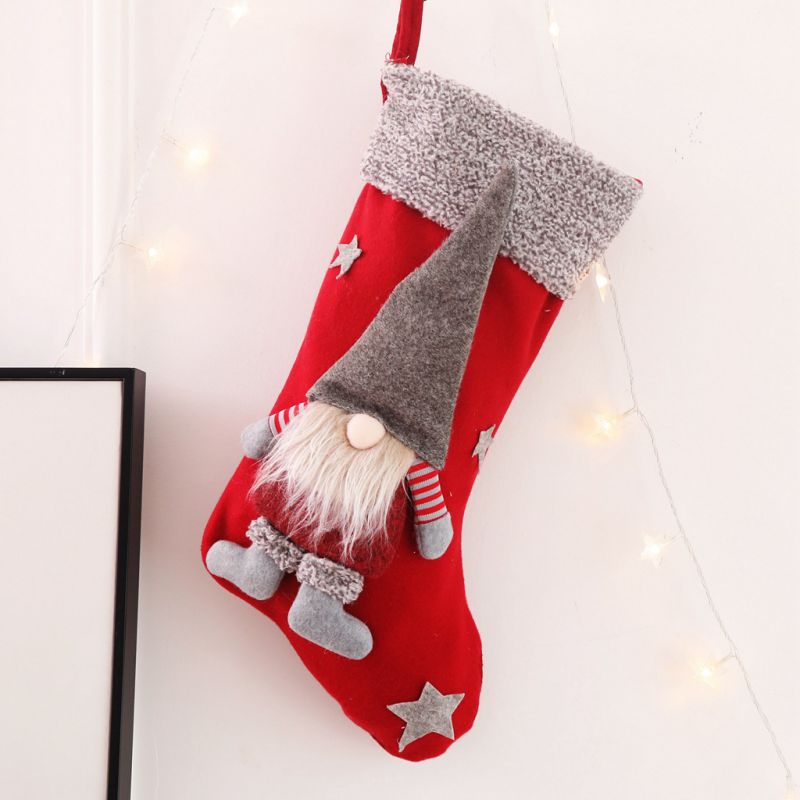 Christmas Stockings Holders With 3D Gnome Doll Xmas Tree Hanging Pendant Fireplace Ornaments Holiday Decorations Regali Natale