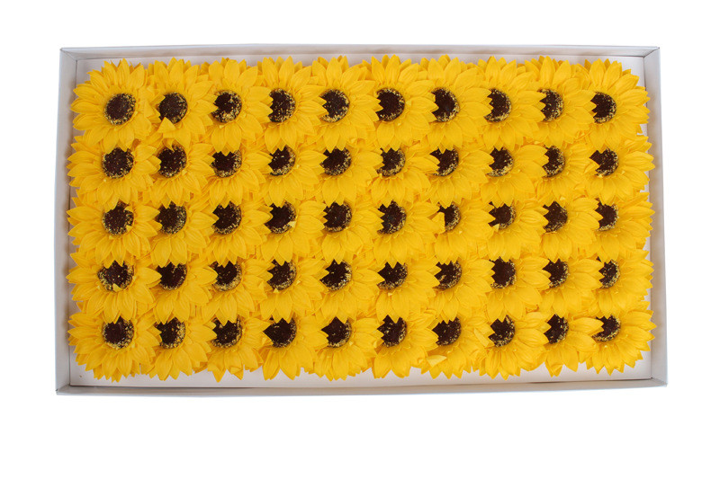 50Pcs/Lot Big Size Handmade Artificial Sunflower Soap Flower Head Bouquet Gift Box Decoration Collocation Flower Shop Supplies