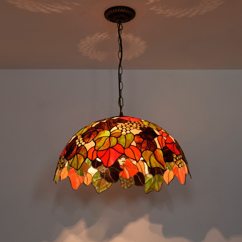 European retro glass lamp creative grape handmade Tiffany stained glass living room dining room bar bedroom art chandelier TF033