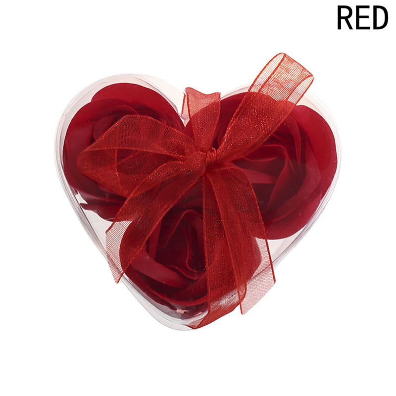Aroma Heart Rose Soap Flowers Bath Body Soap Romantic Souvenirs Valentine's Day Gifts Wedding Favor Party Decor 3Pcs/Box