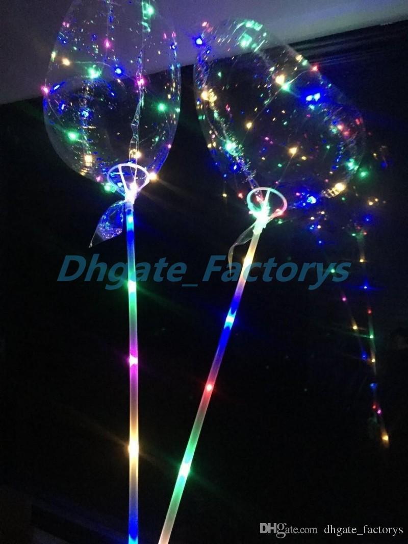 Love LED Balloon Lighting Transparent Bobo Ball Love Heart Shaped Line String Balloons With Stick Wedding Birthday Party Decoratio