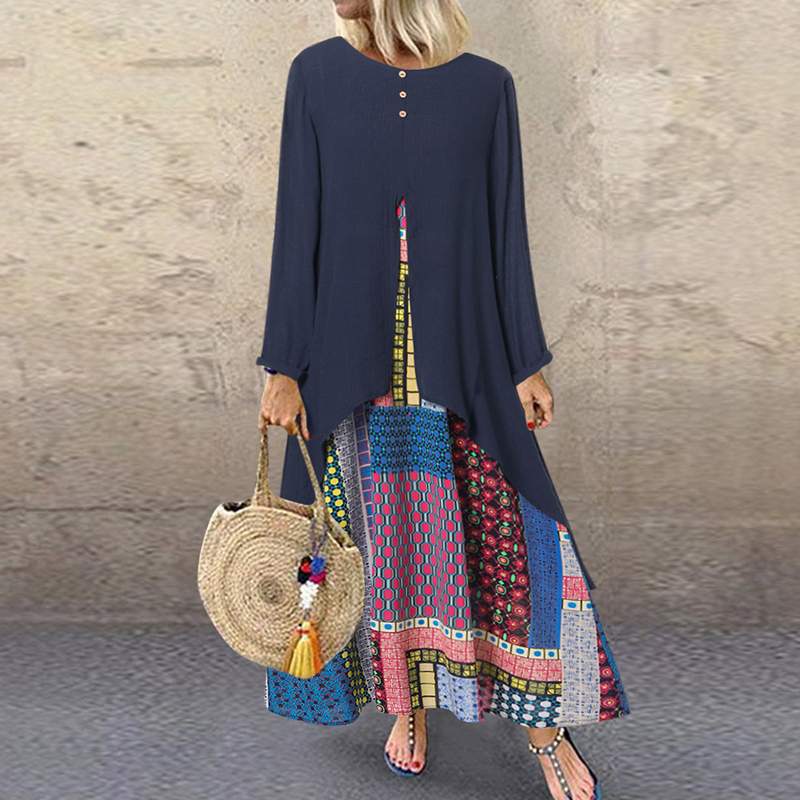 Bohemian Floral Printed Long Dress ZANZEA Women Long Sleeve Patchwork Sundress Spring Vintage Maix Vestido Kaftan Dresses Femme, Blue
Bohemian Floral Printed Long Dress ZANZEA Women Long Sleeve Patchwork Sundress Spring Vintage Maix Vestido Kaftan Dresses Femme, Blue