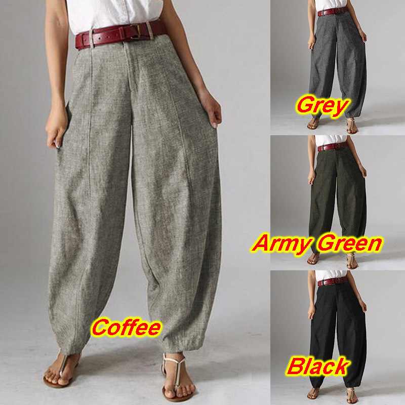 Women's Autumn Trousers ZANZEA 2019 Casual Baggy Harem Pants Vintage Front Zipper Pantalon Cropped Pant Woman Palazzo Oversized T200103
