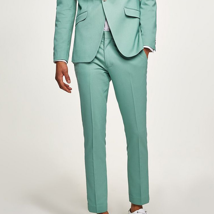 New Mint Green Groom Pants Suits 2 Pieces Notched Lapel Groom Wear Slim Fit Best Men Formal Wedding Tuxedos