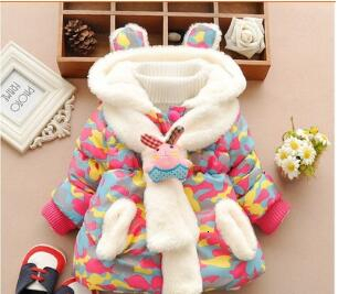 Cute Rabbit Baby Winter Jacket Thick Cotton-Padded Baby Girl Outerwear Infant Baby Boys Parka Toddler Girls Snow Wear WL1176